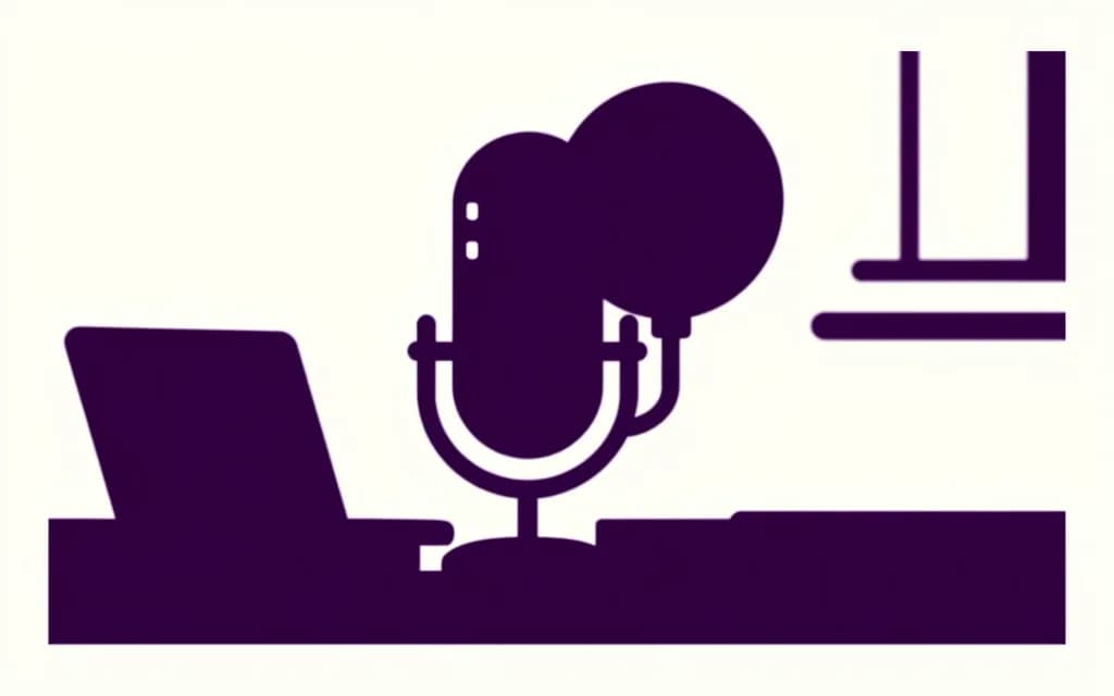 A microphone on a desk stand beside a window in a room at home